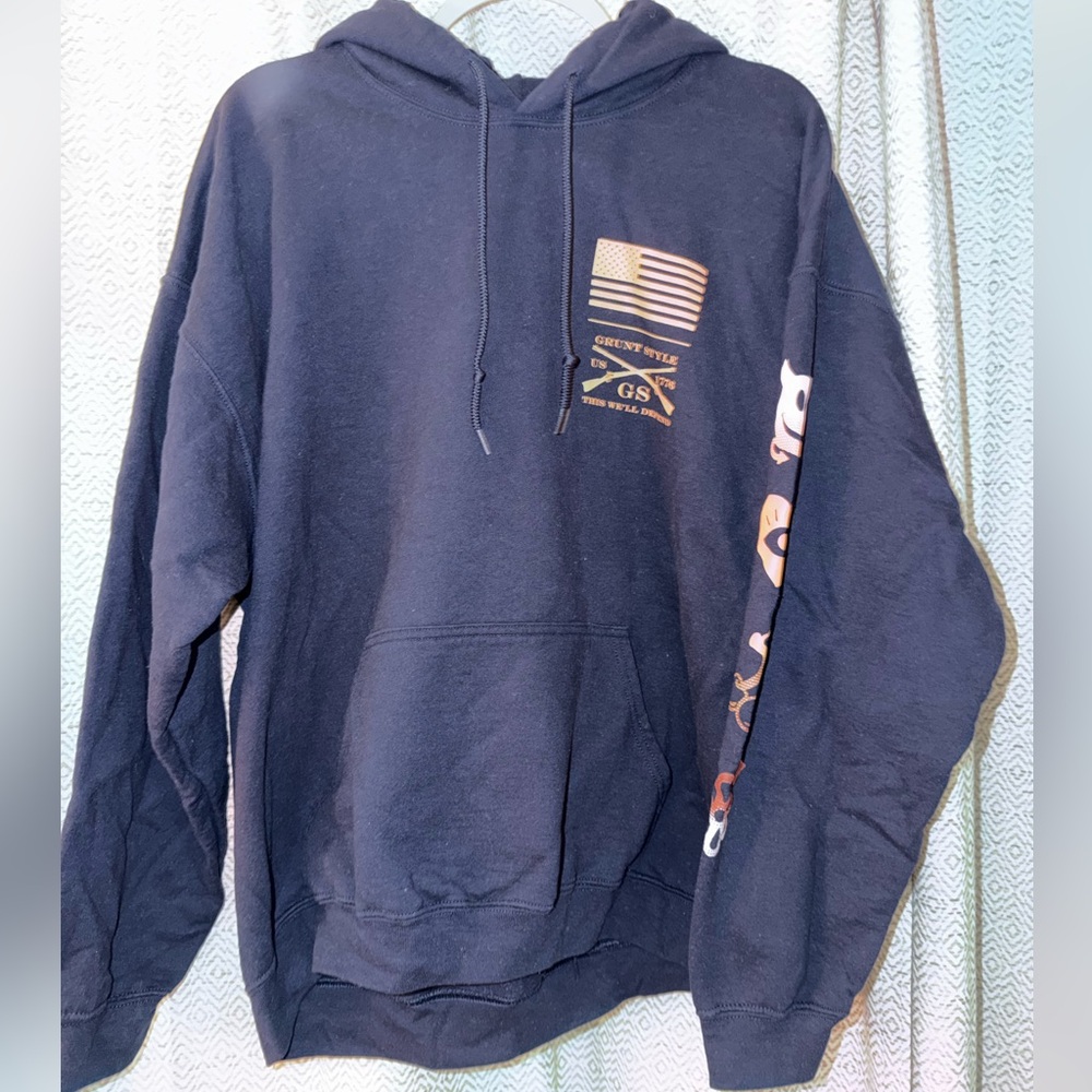 Grunt Style Navy Hoodie with Flag Design